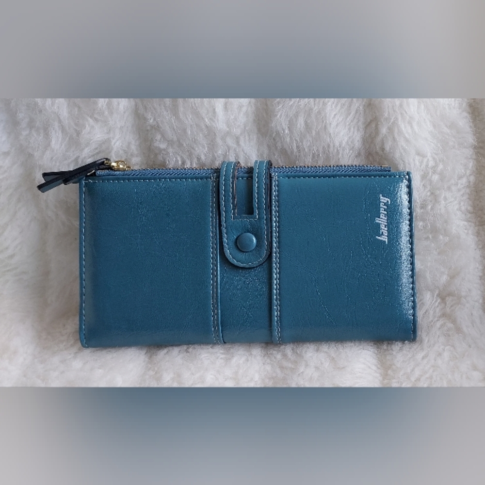 Baellerry leather Aqa blue wallet